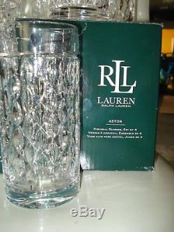 Set 16 RALPH LAUREN Aston CRYSTAL GLASSES Double Old Fashioned Highball-NEW