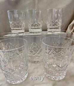 Set 2 Vintage Rare IRISH Waterford LISMORE Double Old Fashioned Crystal Glasses