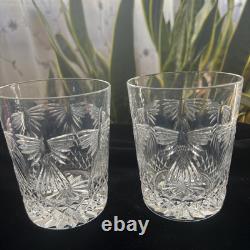 Set 2 Waterford Crystal Millennium Peace Whiskey Double Old Fashioned Glasses