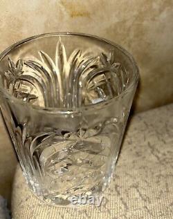 Set 3 Brilliant Cut Pineapple Lead Crystal Double Old Fashioned Whiskey Glasses