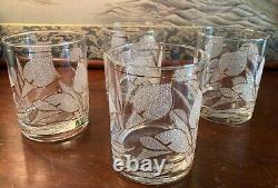 Set 4 22k Culver Ice Flower Double Old Fashioned Glasses MCM Calla Lily