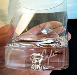 Set 4 Crystal Double Old Fashioned Whiskey Glass Etched Eagle Signed Coyle 4 in