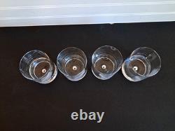 Set 4 Crystal Double Old Fashioned Whiskey Glass Etched Eagle Signed Coyle 4 in
