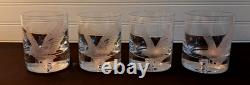 Set 4 Crystal Double Old Fashioned Whiskey Glass Etched Eagle Signed Coyle 4 in