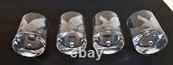 Set 4 Crystal Double Old Fashioned Whiskey Glass Etched Eagle Signed Coyle 4 in