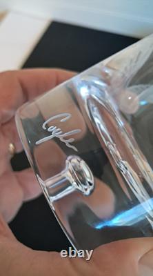 Set 4 Crystal Double Old Fashioned Whiskey Glass Etched Eagle Signed Coyle 4 in