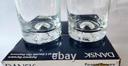 Set 4 DANSK PYRAMID Crystal Glass Double Old Fashion Scandinavian Modern NIB NOS