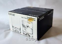 Set 4 DANSK PYRAMID Crystal Glass Double Old Fashion Scandinavian Modern NIB NOS