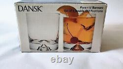 Set 4 DANSK PYRAMID Crystal Glass Double Old Fashion Scandinavian Modern NIB NOS