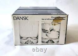 Set 4 DANSK PYRAMID Crystal Glass Double Old Fashion Scandinavian Modern NIB NOS