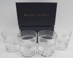 Set 4 RALPH LAUREN Crystal CALDWELL Whiskey Double Old Fashioned Glasses with Box