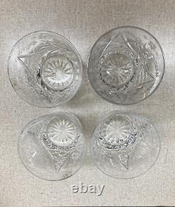 Set 4 Rogaska Gallia Double Old Fashioned Bourbon Rocks Glasses Etched Crystal