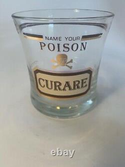 Set 4 Vintage Retro Name Your Poison Glasses Double Old Fashioned Whiskey Cera