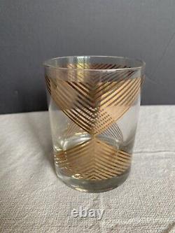 Set 6 Georges Briard Gold Triangles Double Old-Fashioned Glasses In Original Box