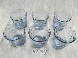 Set 6 Noritake Sweet Swirl Light Blue 4 Double Old Fashioned Tumblers Glasses