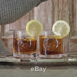 Set 8 Lion Head Drinking Glasses Double Old Fashioned Bar Tabletop