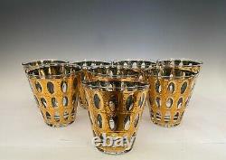 Set 8 MCM Culver PISA Double Old Fashioned Low Ball Glasses Signed 22K