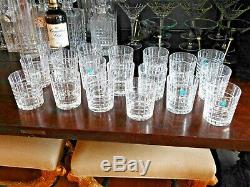 Set Of 18 Tiffany Plaid Cut Crystal Double Old Fashioned Glasses Gorgeous