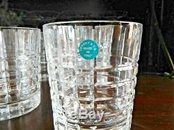 Set Of 18 Tiffany Plaid Cut Crystal Double Old Fashioned Glasses Gorgeous