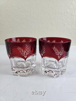 Set Of 2 Lenox Winter Greetings Double Old Fashioned Glass Ruby