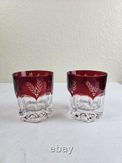 Set Of 2 Lenox Winter Greetings Double Old Fashioned Glass Ruby