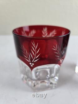 Set Of 2 Lenox Winter Greetings Double Old Fashioned Glass Ruby