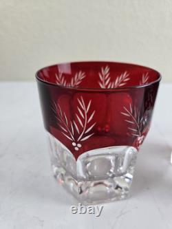 Set Of 2 Lenox Winter Greetings Double Old Fashioned Glass Ruby