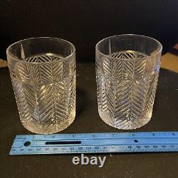 Set Of 2 Ralph Lauren Crystal Herringbone Double Old Fashioned Whiskey Glass