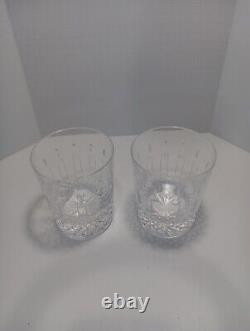 Set Of 2 Waterford Crystal Happy Birthday Double Old Fashioned Glasses No Box