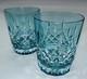 Set Of 2 Waterford Crystal Lismore Aqua Double Old Fashioned Glasses Htf