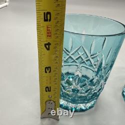 Set Of 2 Waterford Crystal Lismore Aqua Double Old Fashioned Glasses Htf