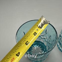 Set Of 2 Waterford Crystal Lismore Aqua Double Old Fashioned Glasses Htf