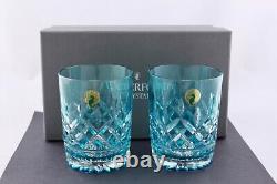 Set Of 2 Waterford Crystal Lismore Aqua Double Old Fashioned Glasses Nib