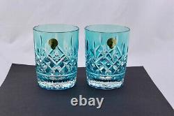 Set Of 2 Waterford Crystal Lismore Aqua Double Old Fashioned Glasses Nib