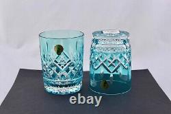 Set Of 2 Waterford Crystal Lismore Aqua Double Old Fashioned Glasses Nib