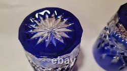 Set Of 2 Waterford Crystal Lismore Cobalt Blue Double Old Fashioned Glasses