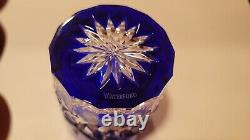 Set Of 2 Waterford Crystal Lismore Cobalt Blue Double Old Fashioned Glasses
