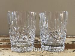 Set Of 2 Waterford LISMORE Double Old Fashioned 12 oz Flat Bottom 4 3/8 Glasses