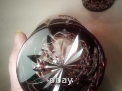 Set Of 2 Waterford Snow Crystals Ruby Red Whiskey Double Old Fashioned Glasses