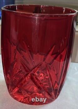 Set Of 3 WATERFORD Marquis BROOKSIDE Double Old Fashioned RED D0F Glasses EUC