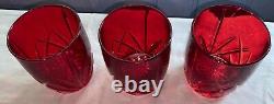 Set Of 3 WATERFORD Marquis BROOKSIDE Double Old Fashioned RED D0F Glasses EUC