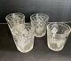 Set Of 4 EAPG Magnet and Grape Antique Flint Glass Double Old Fashioned 1860's