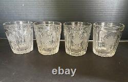 Set Of 4 EAPG Magnet and Grape Antique Flint Glass Double Old Fashioned 1860's