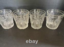 Set Of 4 EAPG Magnet and Grape Antique Flint Glass Double Old Fashioned 1860's