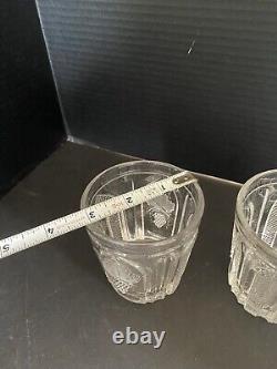 Set Of 4 EAPG Magnet and Grape Antique Flint Glass Double Old Fashioned 1860's
