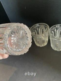 Set Of 4 EAPG Magnet and Grape Antique Flint Glass Double Old Fashioned 1860's