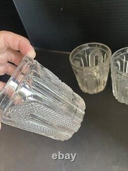Set Of 4 EAPG Magnet and Grape Antique Flint Glass Double Old Fashioned 1860's