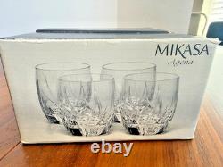 Set Of 4 Mikasa AGENA 5122465 Double Old Fashioned Crystal Glasses Slovenia NEW