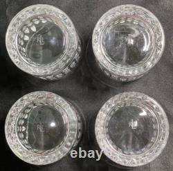Set Of 4 Ralph Lauren Crystal ASTON Double Old Fashioned Whiskey Glasses 4 Tall