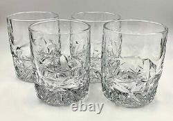 Set Of 4 Tiffany & Co Rock Cut Crystal Double Old Fashioned Whiskey Glasses